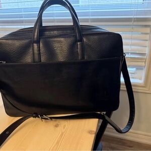 Matt & Nat Black Leather Briefcase with Adjustable Shoulder Strap